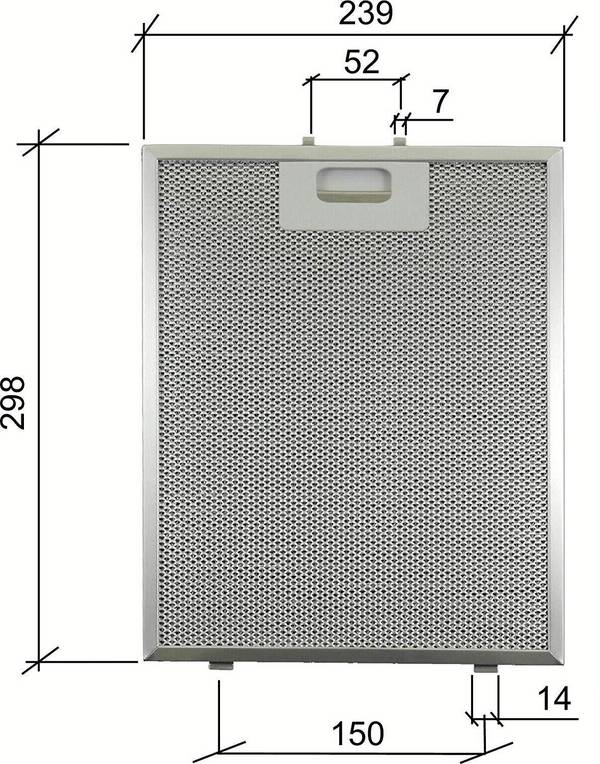 electrolux 50253939008  filtro cappa metallico cm 298x239x9mm  fl 232
