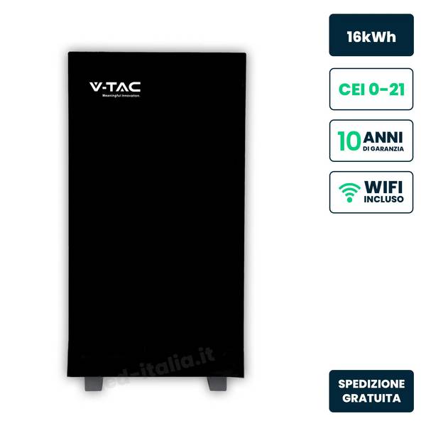 V-TAC Batteria Accumulo LV 16.07kWh LFP 51.2V 314Ah 150A Nera CEI 0-21