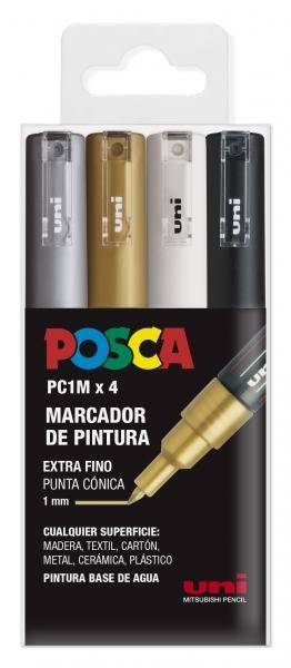 Uni Posca Marcatore a Base di Acqua - PC1M/4C Set GSWB 0,7 mm-0
