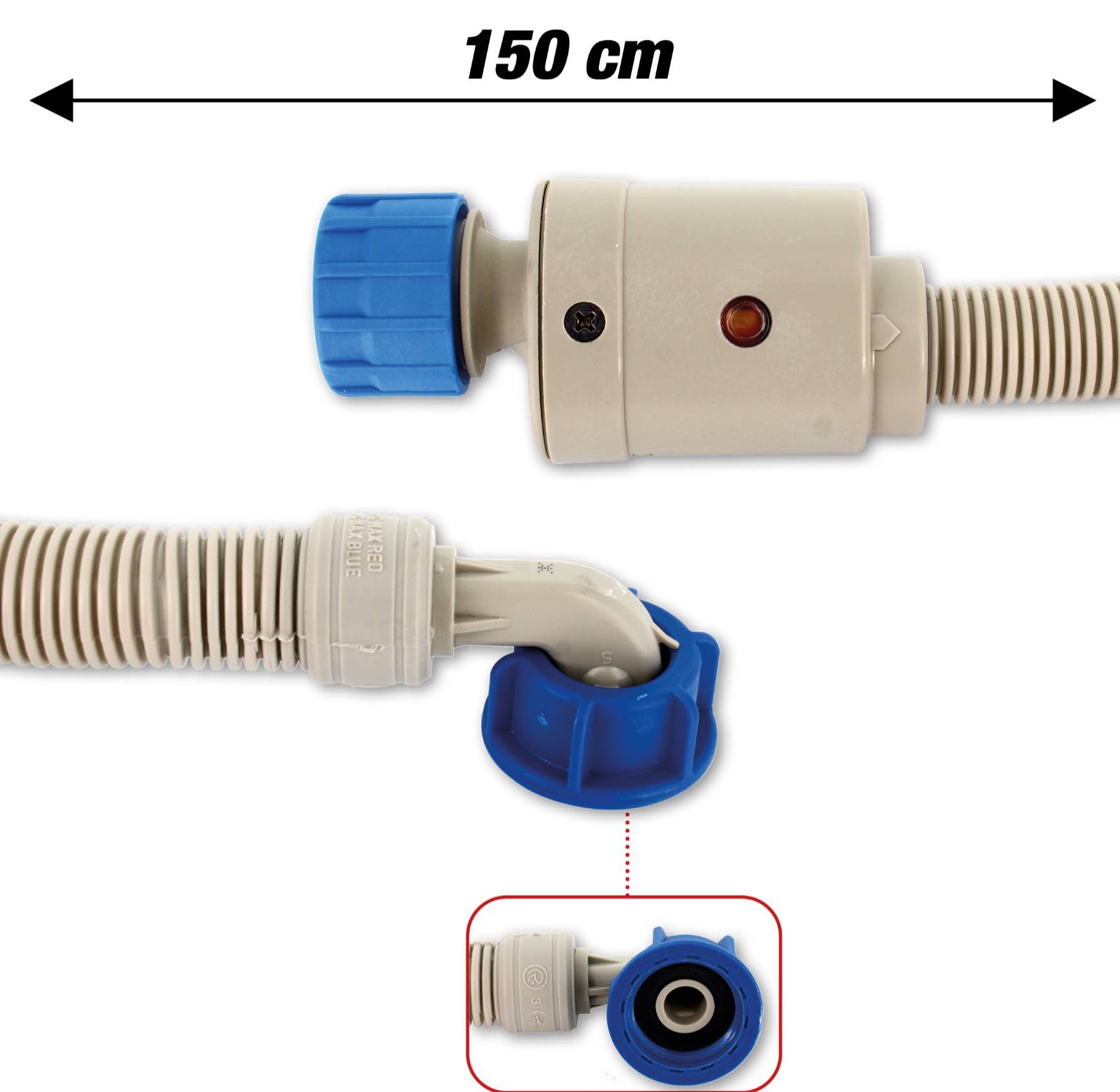 Tubo Carico 150 Cm Lavatrice Lavastoviglie con Sicurezza Acquastop Lv 600-2