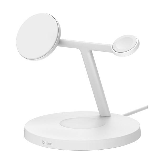 Belkin BoostCharge Pro 3-in-1 - Kabelloses Ladegerät - mit Qi2 + AC-Netzteil - 15 Watt - Fast Charge - weiß (WIZ032KQWH)-0