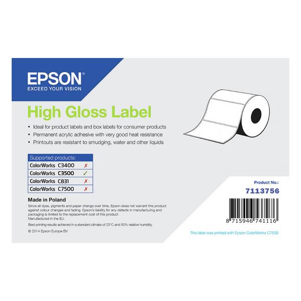 Epson High Gloss Label - Continuous Roll: 102mm x 33m 7113756