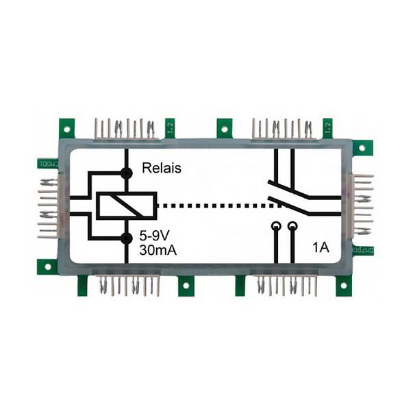 Der Relais-Brick ist ein elektromagnetischer Schalter. Der Steuerstromkreis und der Arbeitsstromkreis sind galvanisch ge