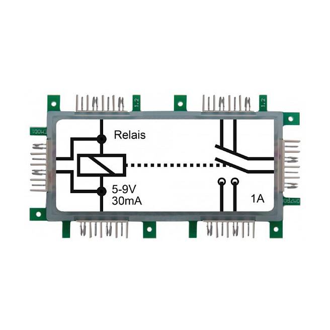 Der Relais-Brick ist ein elektromagnetischer Schalter. Der Steuerstromkreis und der Arbeitsstromkreis sind galvanisch ge-0