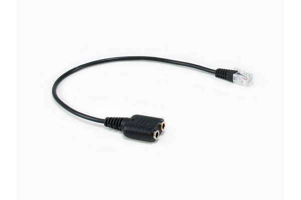 • Audio-Adapterkabel • RJ9 Stecker auf 2x 3.5mm Klinkenbuchse • Kabellänge: ca. 25cm