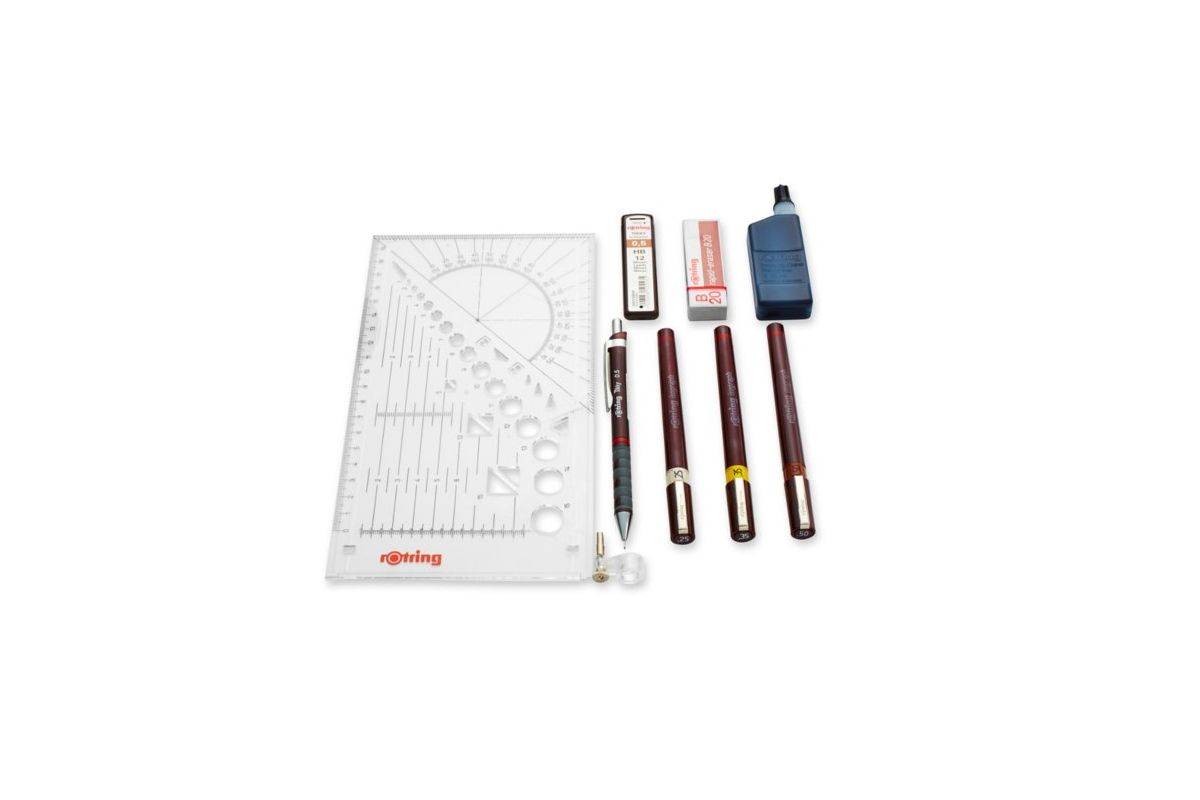 set riempitivo inchiostro rotring college 0,25 + 0,35 + 0,5 mm nero-1
