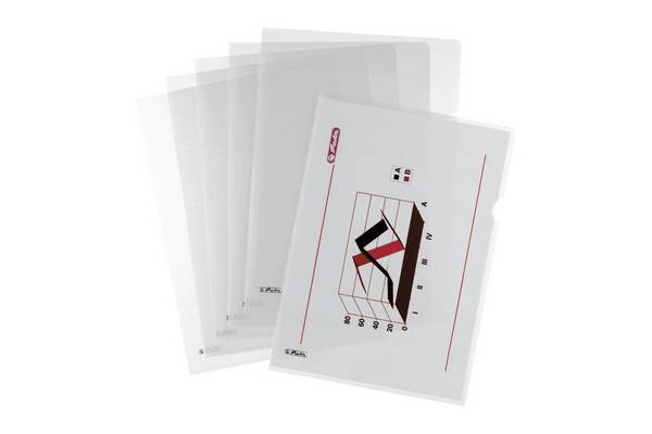 herlitz Sichthülle, DIN A4, PP, transparent, 0,12 mm genarbt, seitlich und oben offen, mit Griffausstanzung (5914304)