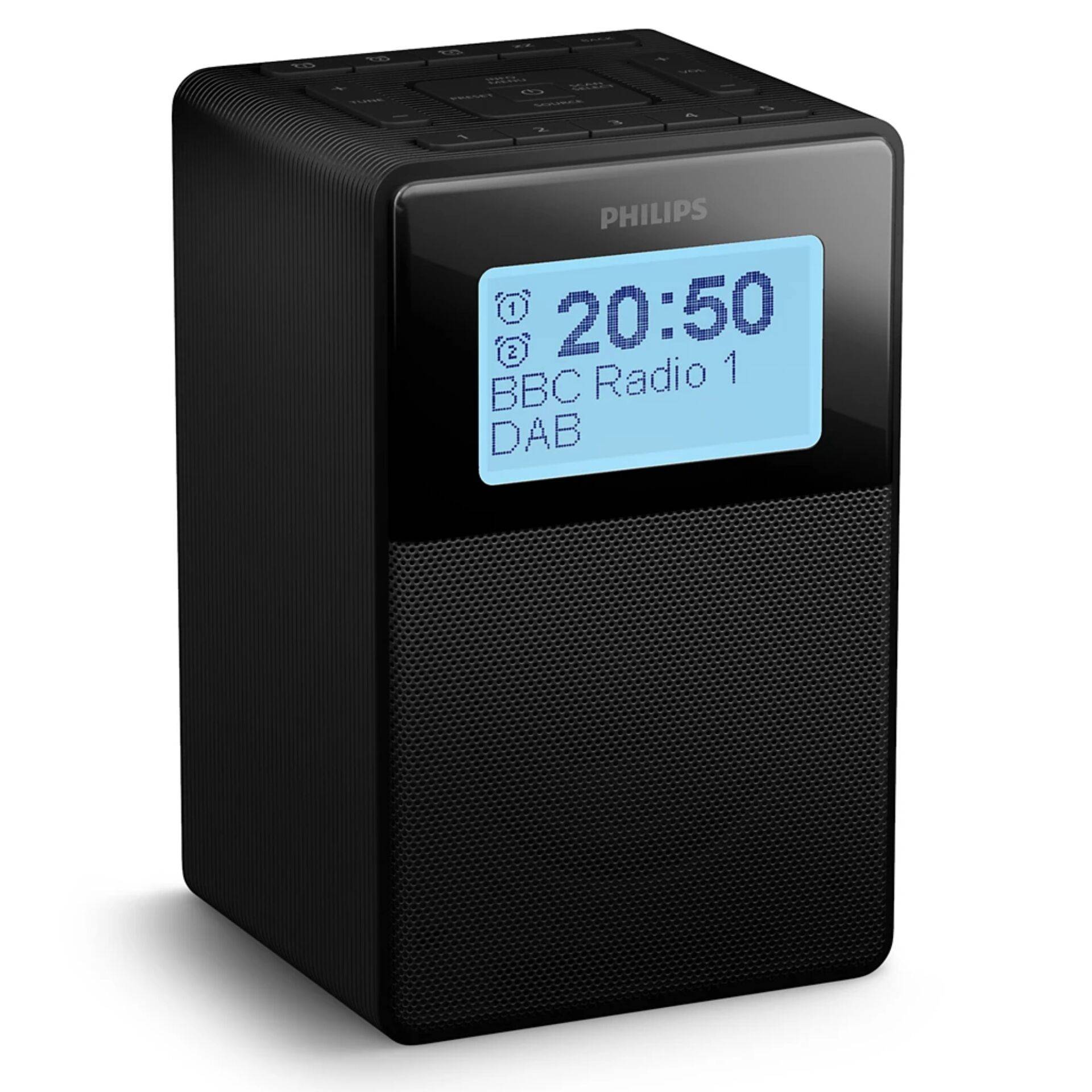 Philips tar5100 radio sveglia fm/dab con usb e bluetooth doppia sveglia e timer di spegnimento nero-0