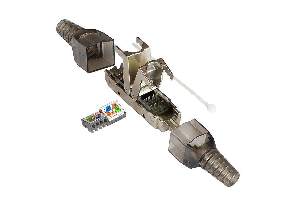 Kabelverbinder Cat. 6A, werkzeuglos / feldkonfektionierbar, LSA, STP geschirmt, Metall, Good Connect (GC-N0150)-0