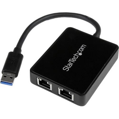StarTech.com Adattatore USB 3.0 a doppia porta Ethernet Gigabit (RJ45) NIC con porta USB integrata USB32000SPT-2
