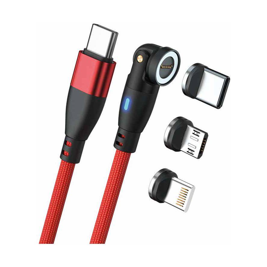 RealPower Magnetic cable 100 Watt,1m,rot mit Adaptern (439625)-0