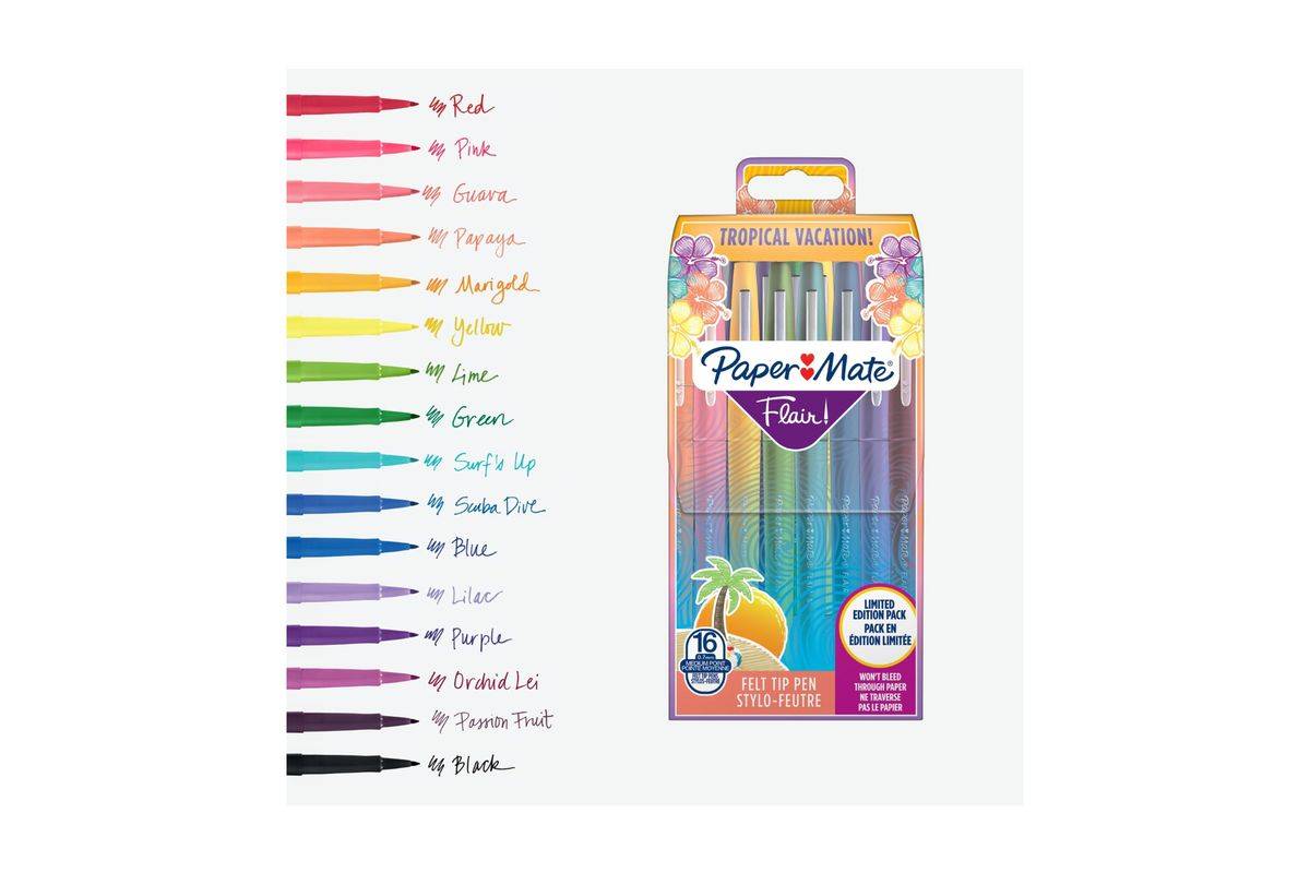 Pennarelli con punta in fibra Flair Tropical M Confezione da 16 pezzi assortiti.-1