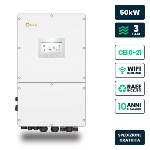 V-TAC Inverter Alta Tensione Solis Trifase Ibrido 50kW Meter TA Garanzia 10 Anni
