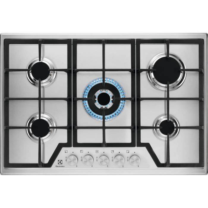 Electrolux KGS7536SX Nero, Acciaio inossidabile Da incasso 75 cm Gas 5 Fornelli-0