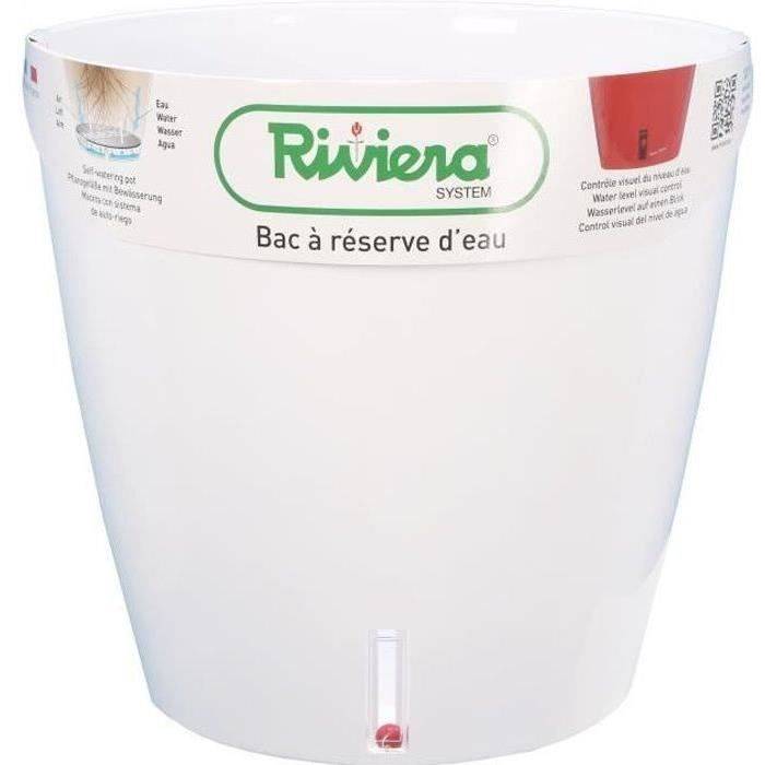 Vaso Autoirrigante Riviera Eva New Bianco Plastica Rotonda Ø 46 cm-0