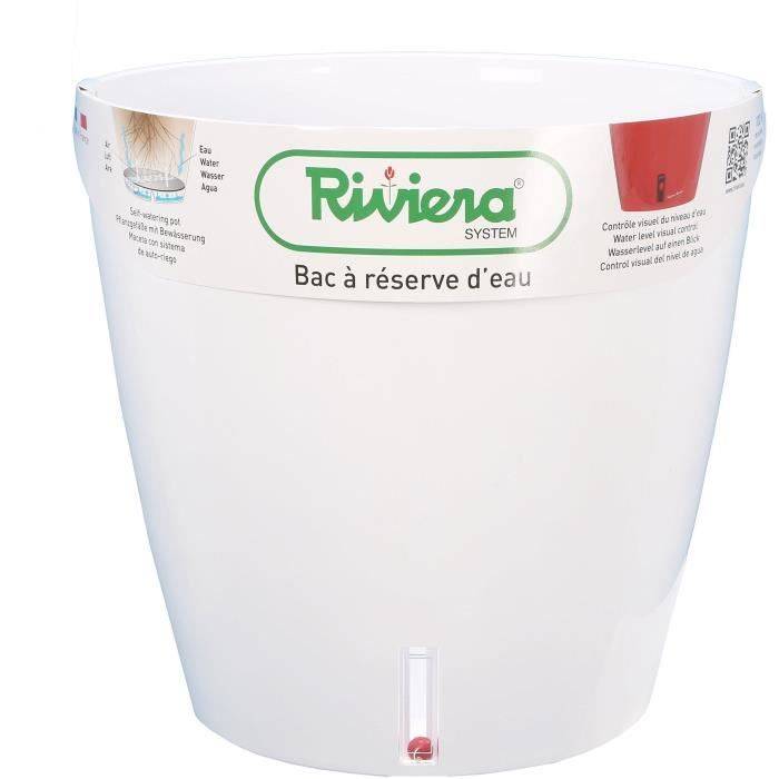 Vaso Autoirrigante Riviera Eva New Bianco Plastica Rotonda Ø 46 cm-1