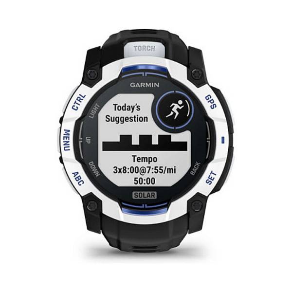 Garmin instinct® 3 solar 50mm schwarz/steinweiß mit silikon-wechselarmband 26 mm schwarz