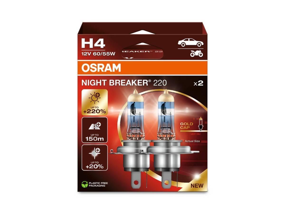 OSRAM - 64193NB220-2HB - Halogen Headlight Lamp Night Breaker 220 60/55W 12V P43t (Pack of 2)-0