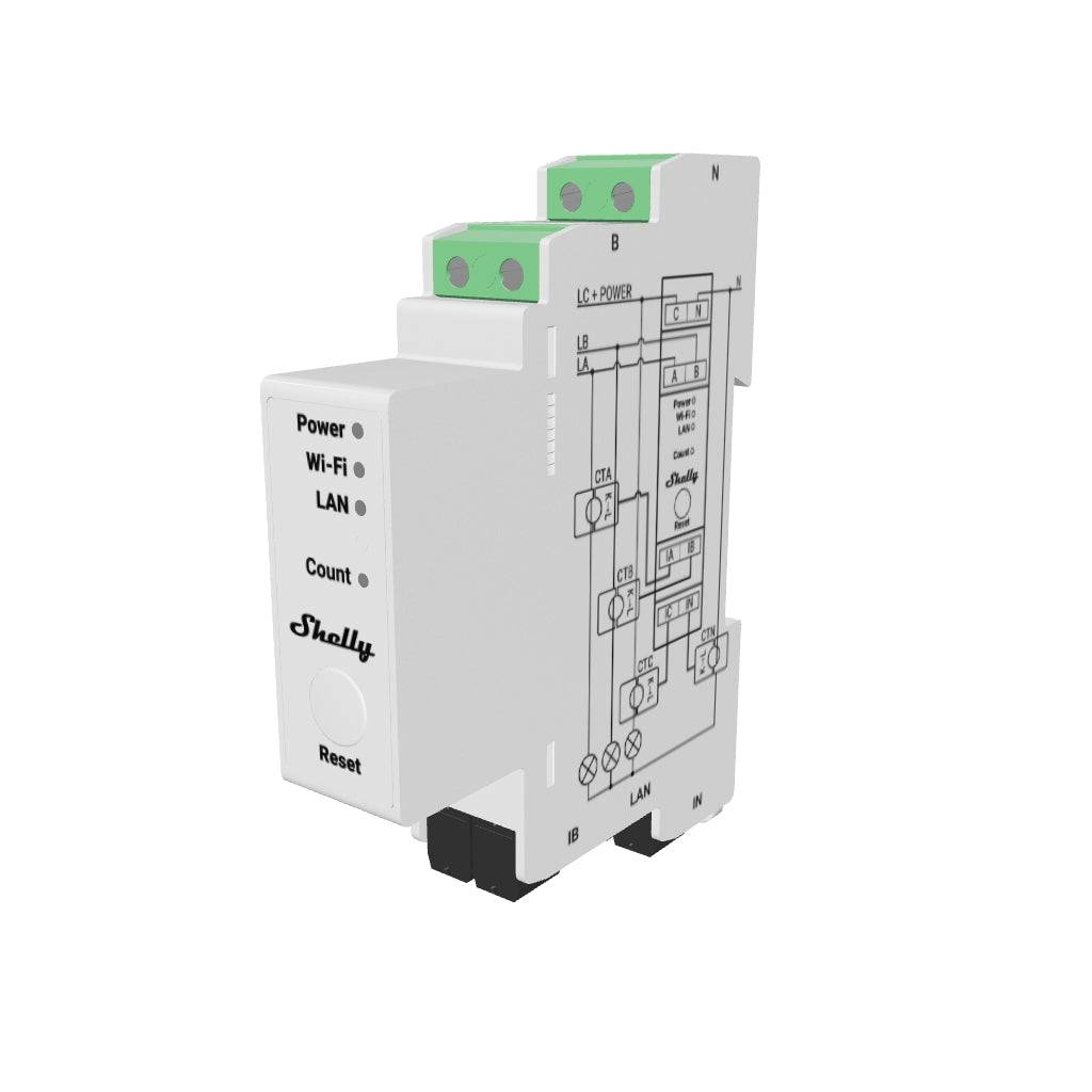 Shelly Pro 3EM 120A V2 Misuratore Energia Trifase Professionale Wi-Fi, LAN e Bluetooth con 3 Pinze-1