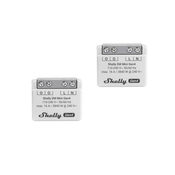 Shelly EM Mini Gen4 Pack 2 Misuratori Energia Compatti 16 A, Wi-Fi, Zigbee, Bluetooth e Matter