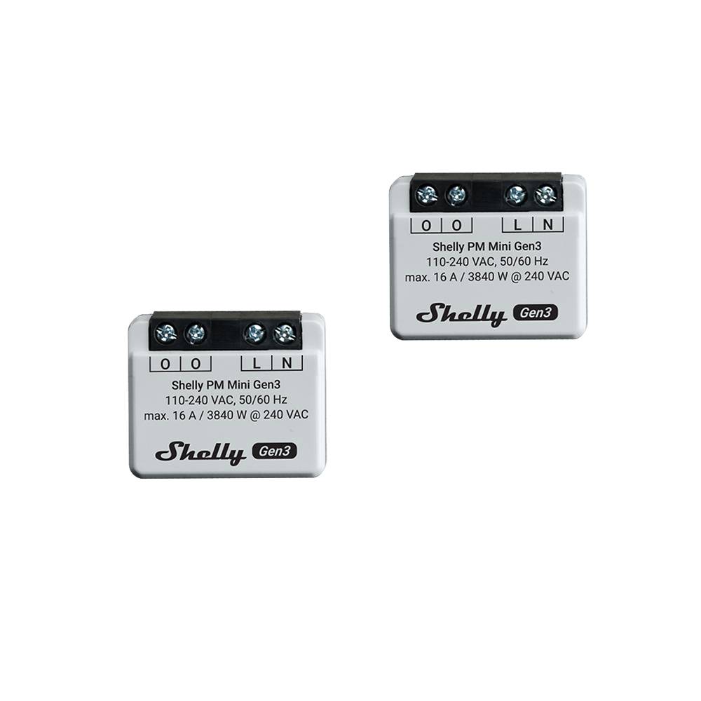 Shelly PM Mini Gen3 Pack 2 Misuratori di Potenza Compatti, Wi-Fi e Bluetooth, Monitoraggio Energia-0