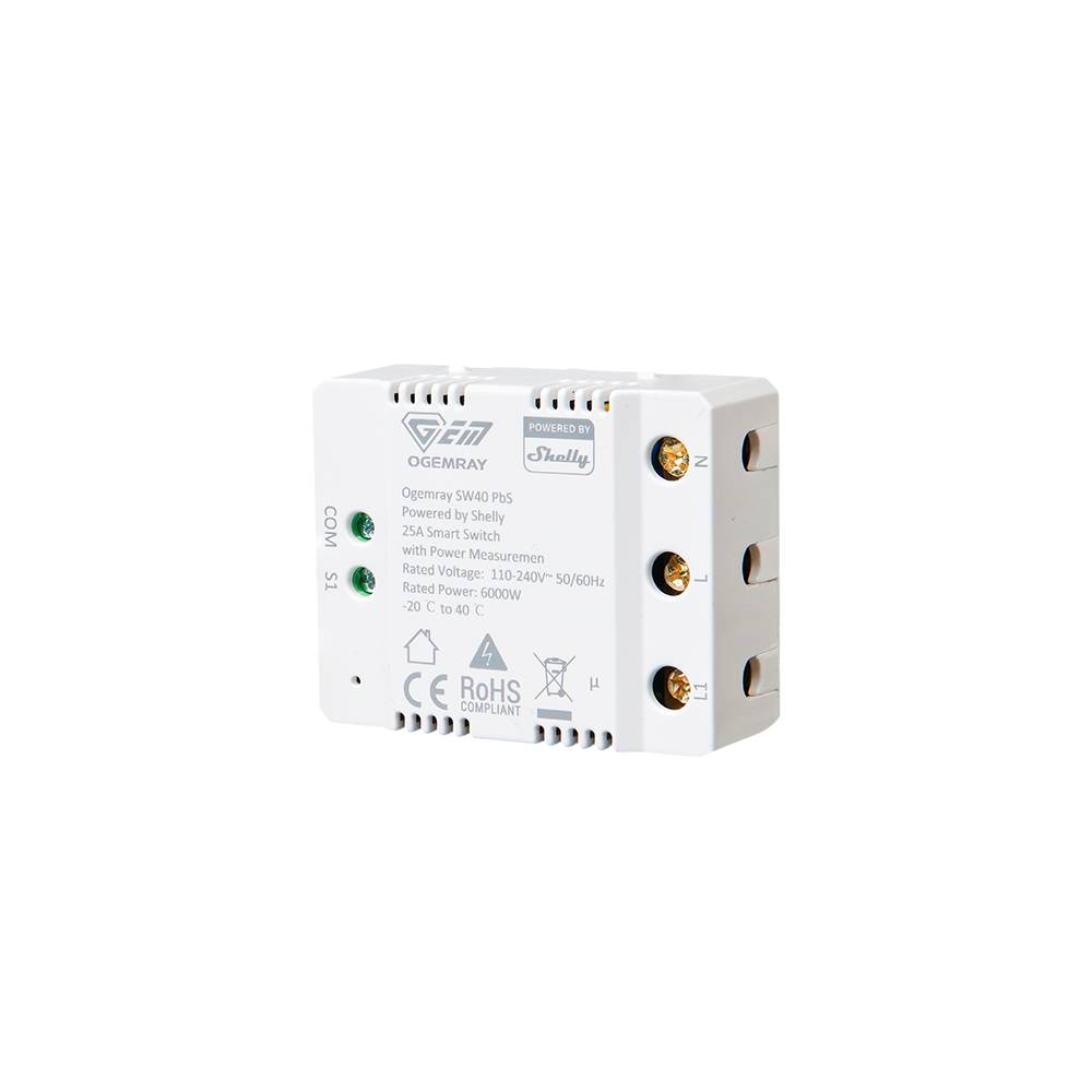 Ogemray Smart Relay 25A Relè Intelligente ad Alta Potenza, Controllo Remoto e Automazioni Shelly-0