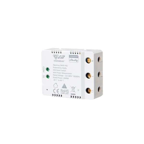 Ogemray Smart Relay 25A Relè Intelligente ad Alta Potenza, Controllo Remoto e Automazioni Shelly
