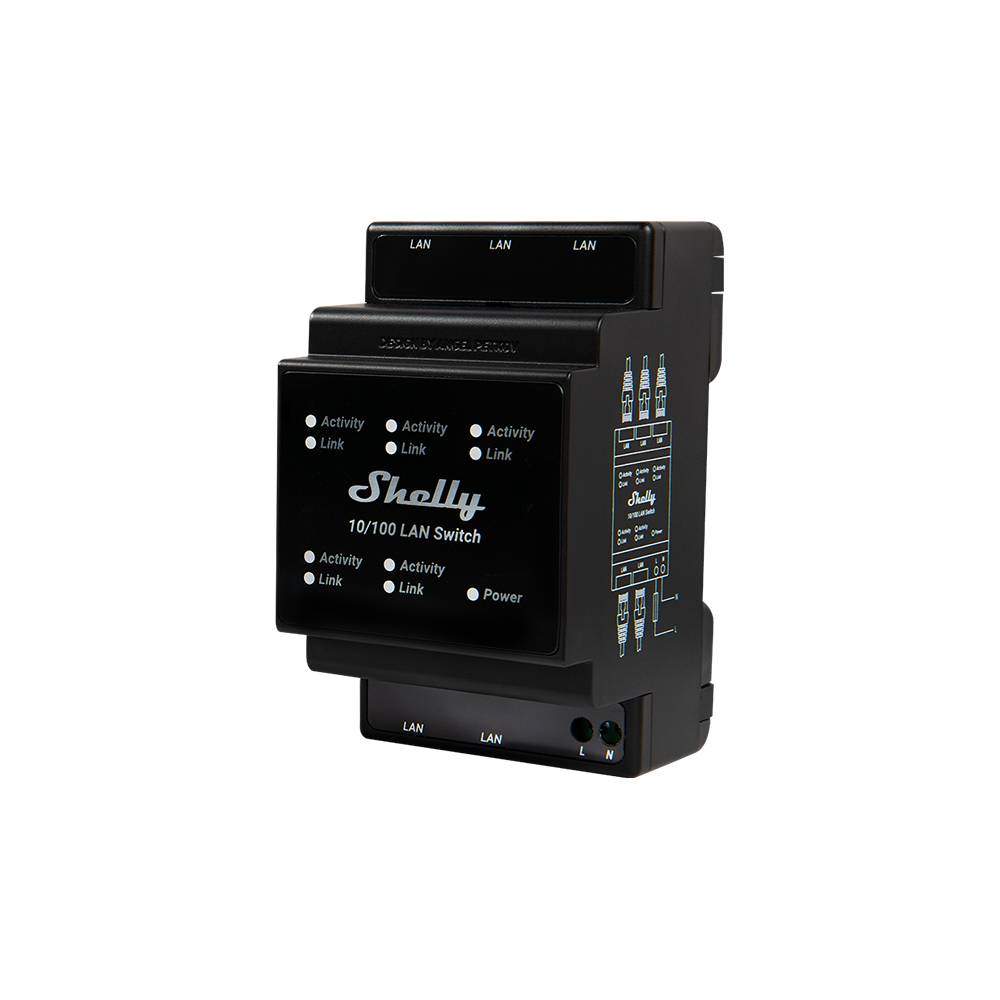 Shelly LAN Switch Switch Ethernet Compatto per Dispositivi Shelly Pro, Rete Cablata e Installazione DIN-0