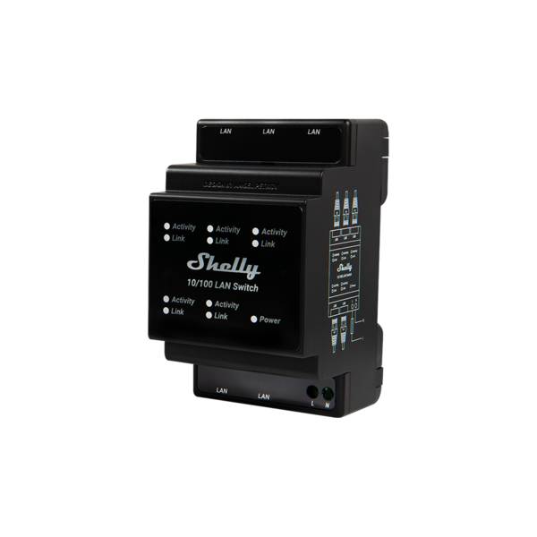 Shelly LAN Switch Switch Ethernet Compatto per Dispositivi Shelly Pro, Rete Cablata e Installazione DIN