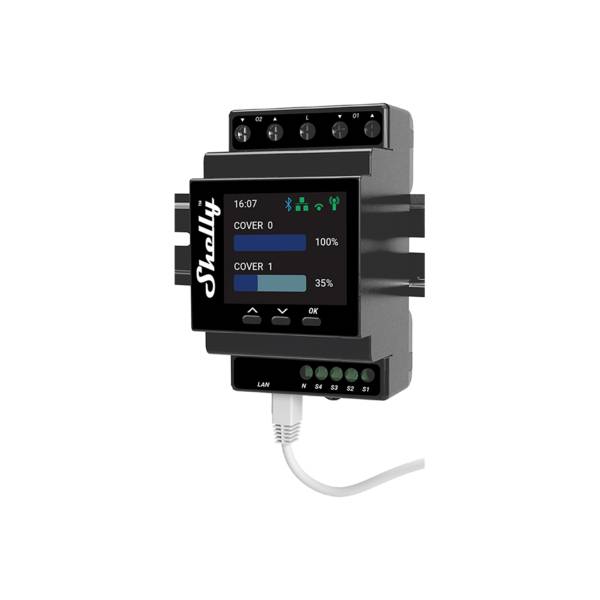Shelly Pro Dual Cover PM Modulo DIN Professionale per 2 Tapparelle con Misurazione Energia, LAN e Wi-Fi