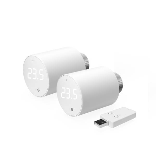 Shelly BLU TRV Kit 2 Valvole Termostatiche Smart + BLU Gateway Gen3, Controllo Riscaldamento