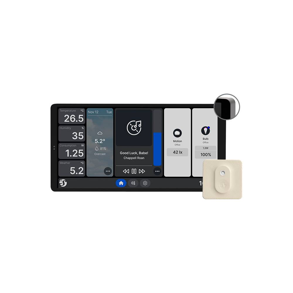 Shelly Wall Display X2 Black + BLU H&T ZB Ivory Kit Pannello Touch e Sensore Temperatura/Umidità-0