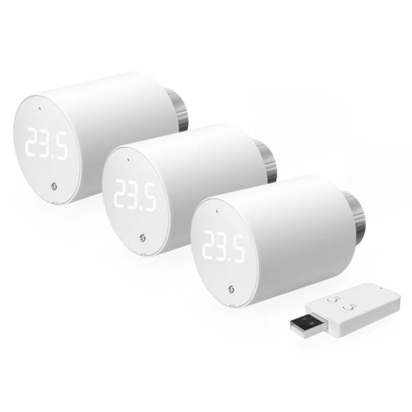 Shelly BLU TRV Kit 3 Valvole Termostatiche Smart + BLU Gateway Gen3, Controllo Riscaldamento