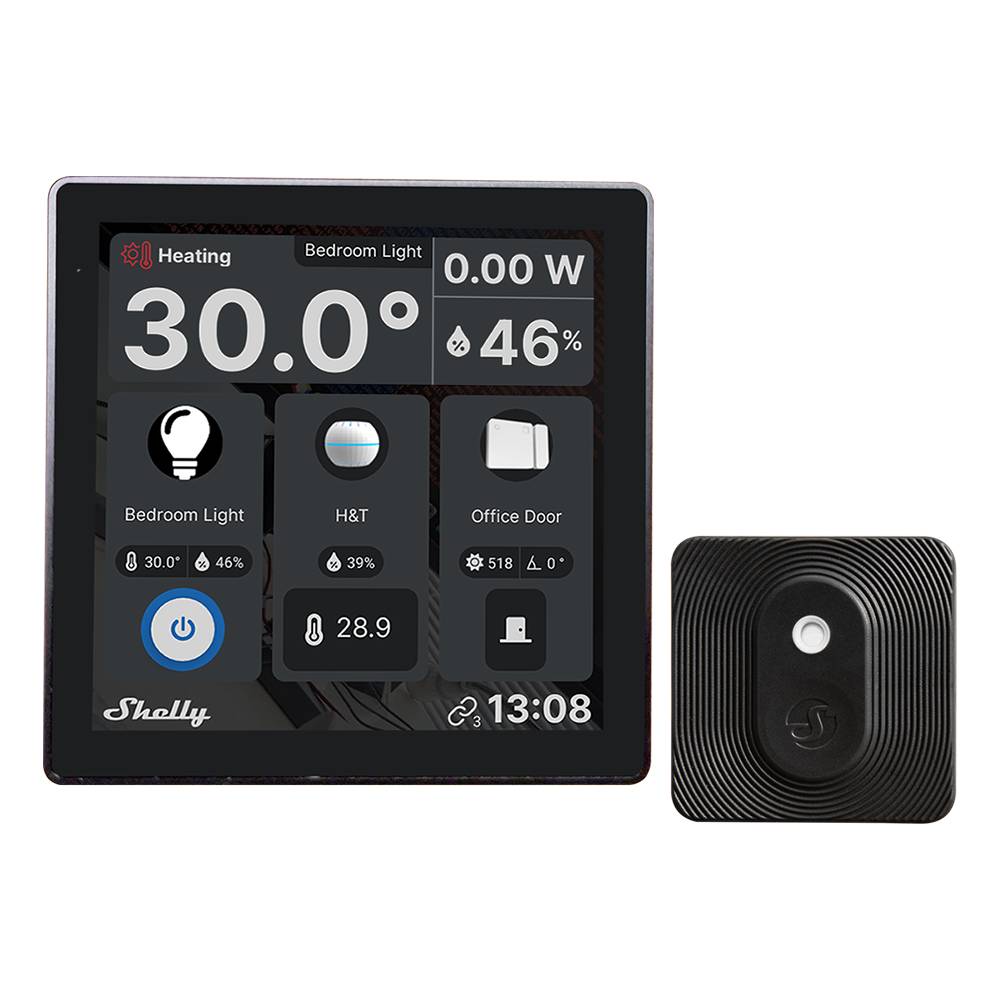 Shelly Wall Display Black + H&T Gen3 Black Kit Pannello Touch e Sensore Temperatura/Umidità-0