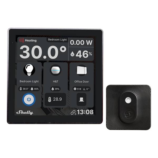 Shelly Wall Display Black + H&T Gen3 Black Kit Pannello Touch e Sensore Temperatura/Umidità