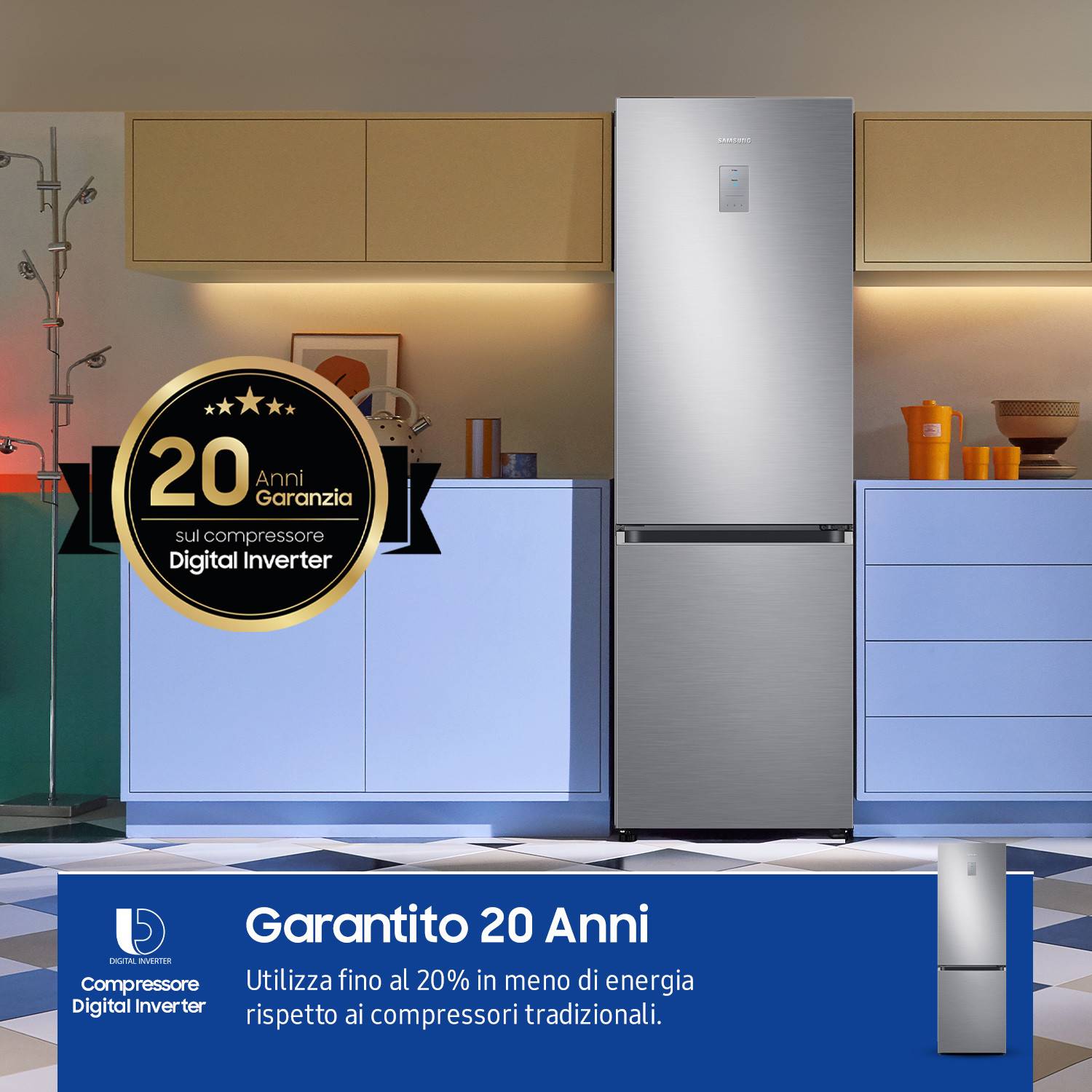 Samsung RB34C775CS9 frigorifero Combinato EcoFlex AI 1.85m 344L Libera installazione con congelatore Wifi 1,85m 344 L co-2