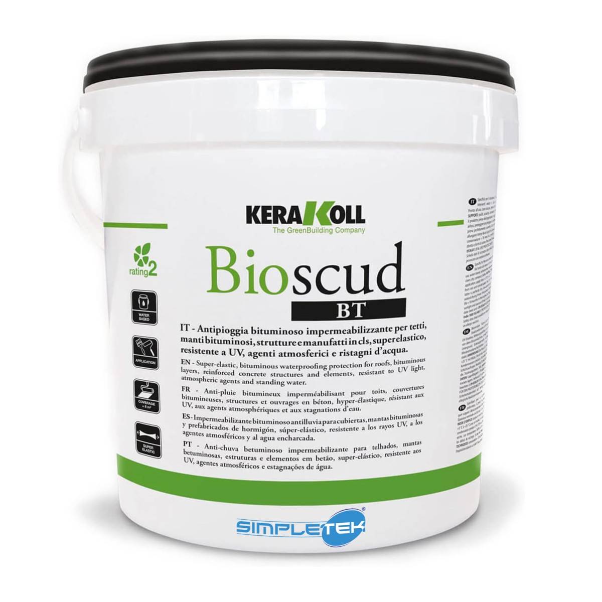 Kerakoll Bioscud Bt 16kg Guaina Liquida Antipioggia Bituminoso Per Terri Manti-0