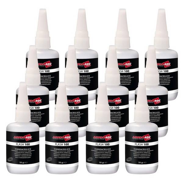12x Cianoacrilato Flash 100 50gr Adesivo Istantaneo Colla Rapida Cianoacrilica