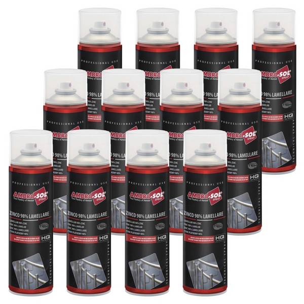 12x Bomboletta Spray Zincanto A Freddo Zinco 98% Lamellare Base Per Metalli