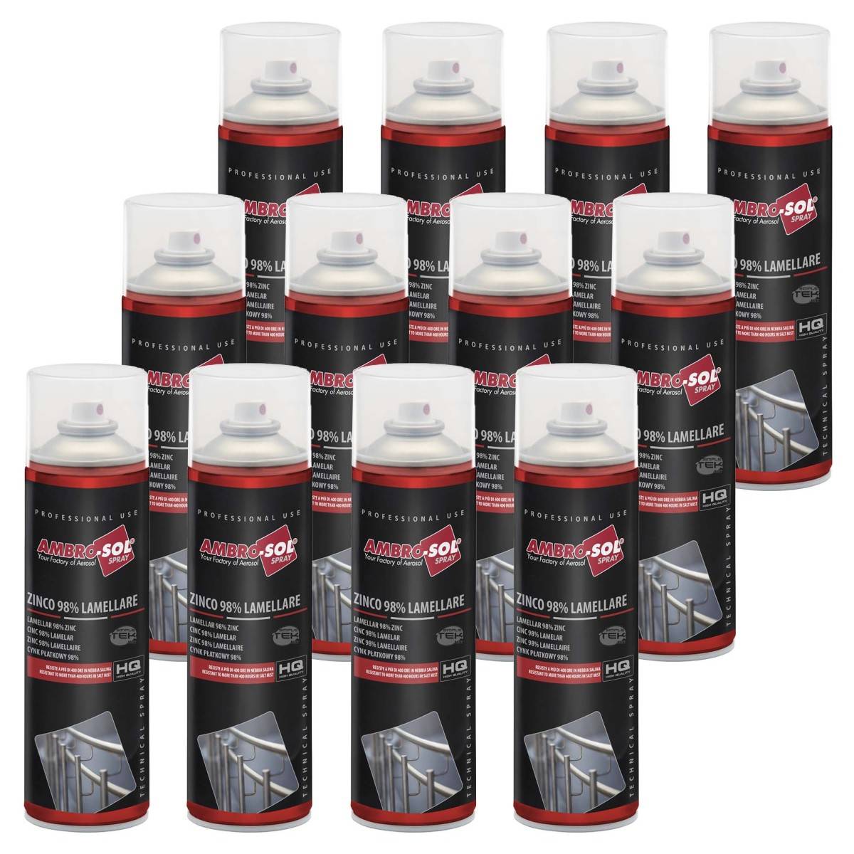 12x Bomboletta Spray Zincanto A Freddo Zinco 98% Lamellare Base Per Metalli-0