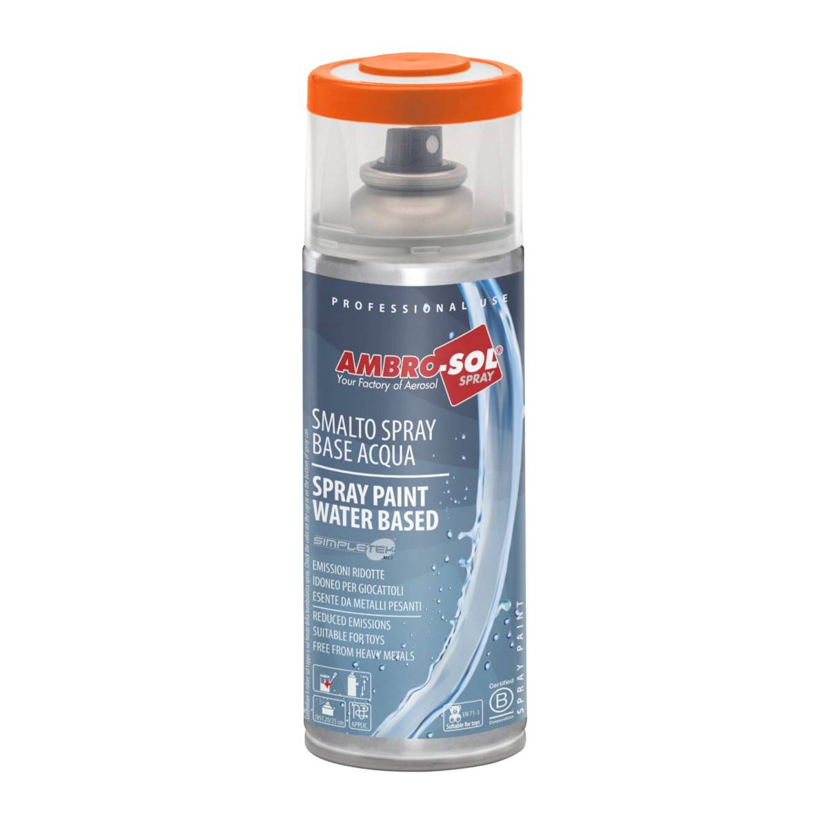 Vernice Spray A Base Acqua Arancio Puro Smalto Metallo Legno Plastica-1
