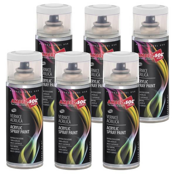 6x Bomboletta Vernice Spray Acrilico Bianco Lucido Interni Esterni Universale