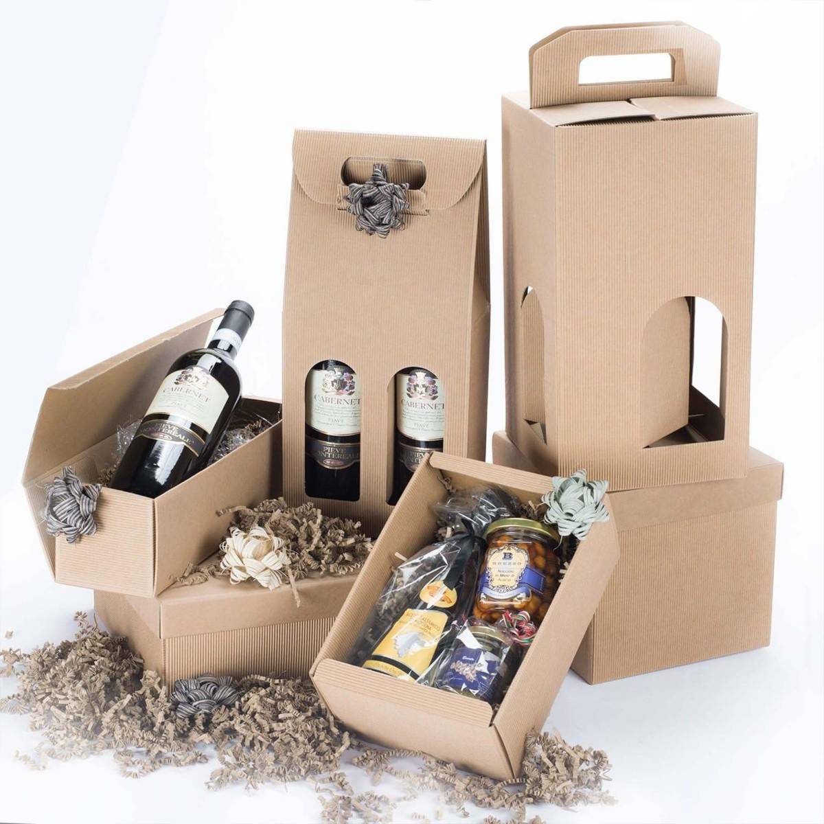 5x Scatola Confezione Regalo Vendita Avana Per Bottiglia Vino Olio Con Finestra-2
