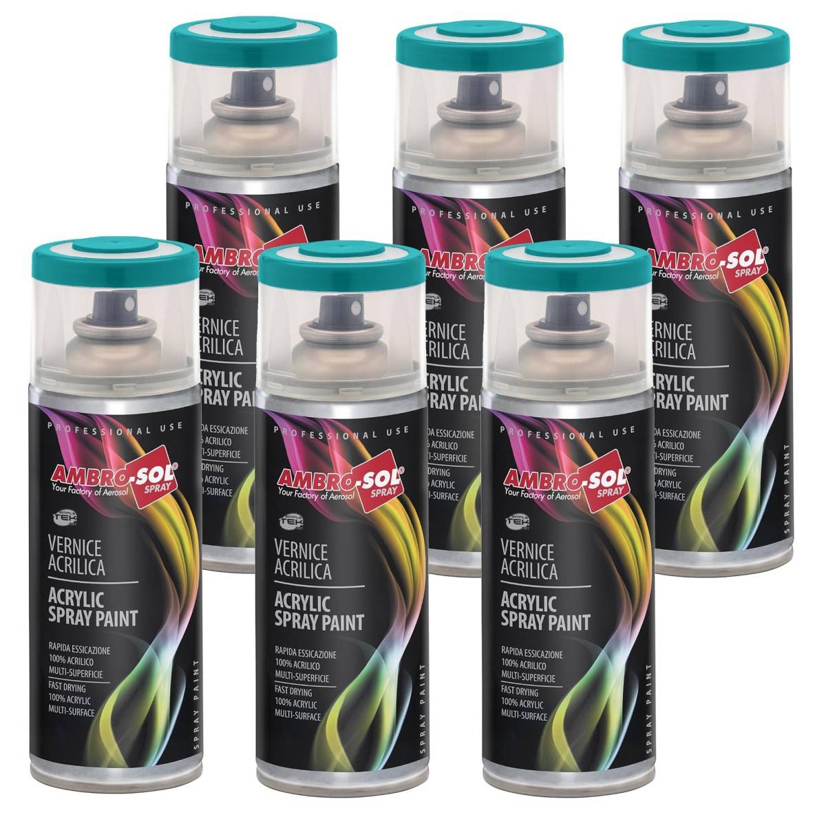 6x Bomboletta Vernice Spray Brillante Blu Turchese Interni Esterni Universale-0