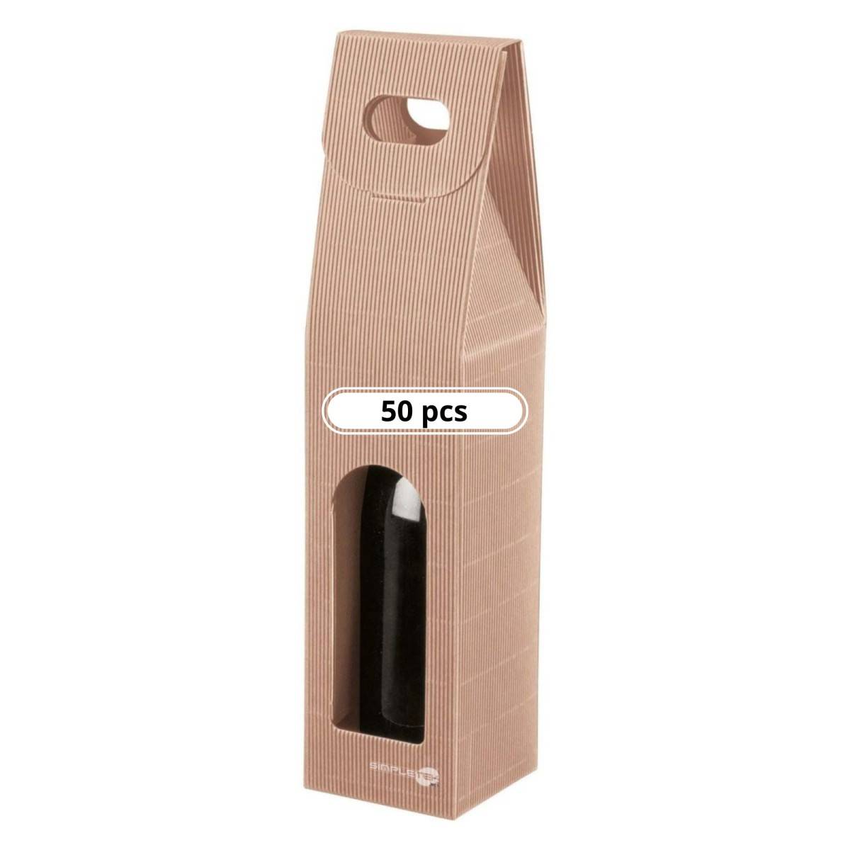 50x Scatola Confezione Regalo Vendita Avana Per Bottiglia Vino Olio Con Finestra-0