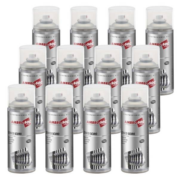 12x Bomboletta Spray Vernice Zincante Zinco Scuro A Freddo Protegge Ossidazione