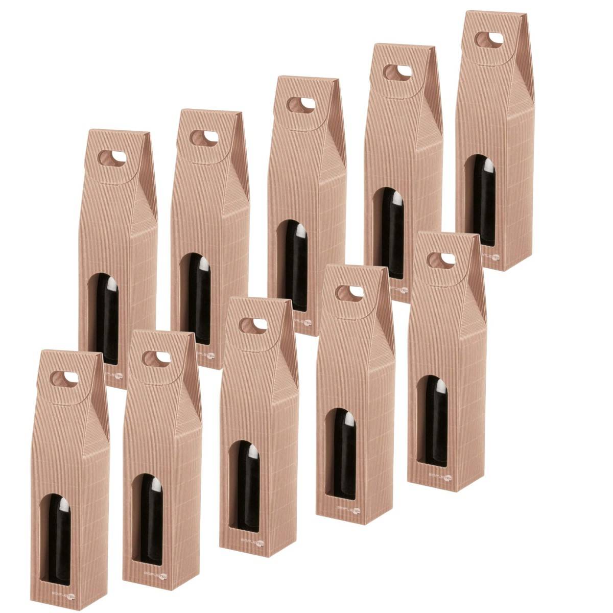 10x Scatola Confezione Regalo Vendita Avana Per Bottiglia Vino Olio Con Finestra-0