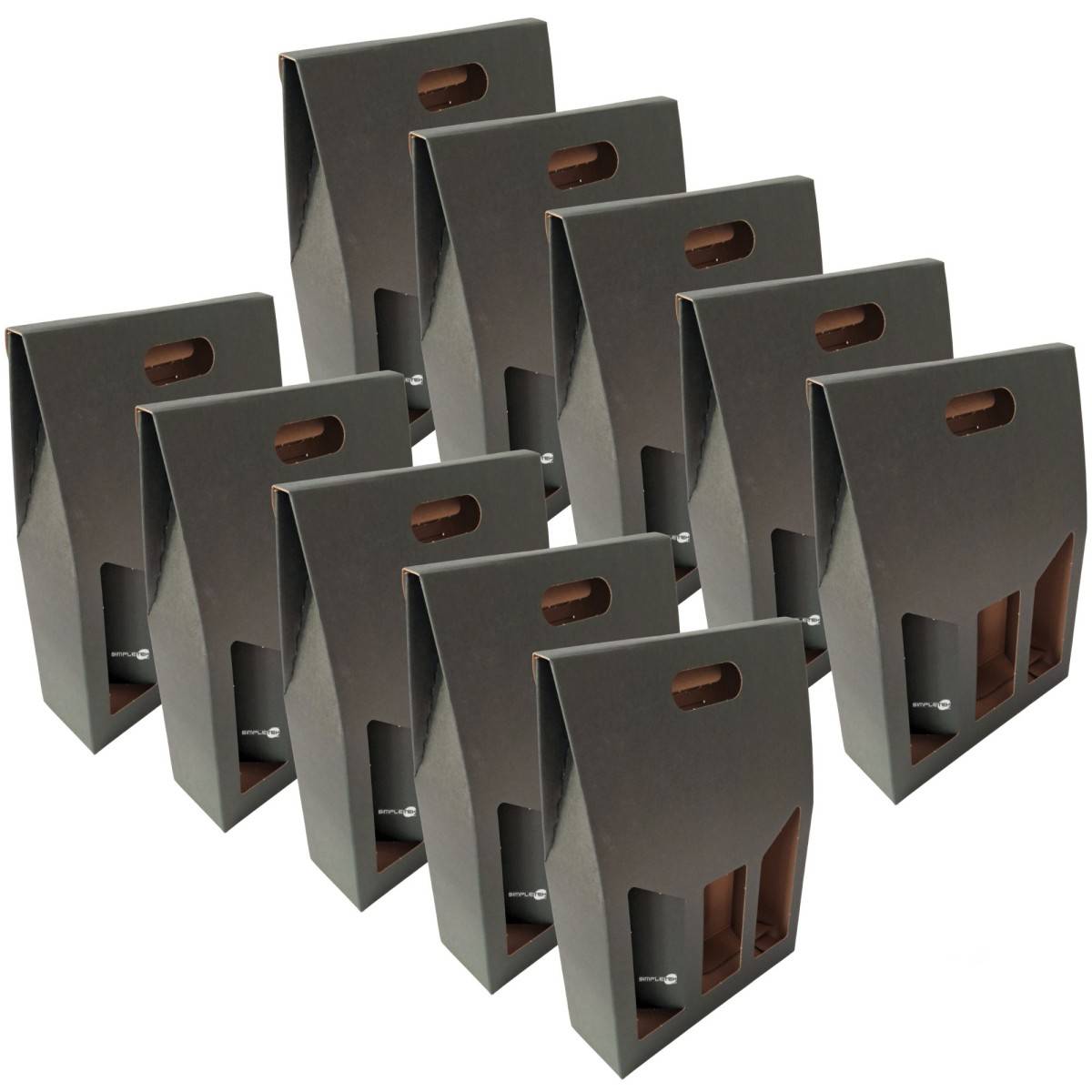 10x Scatola Confezione Regalo Vendita Nera Per 3 Bottiglie Vino Olio Con Finestra-0