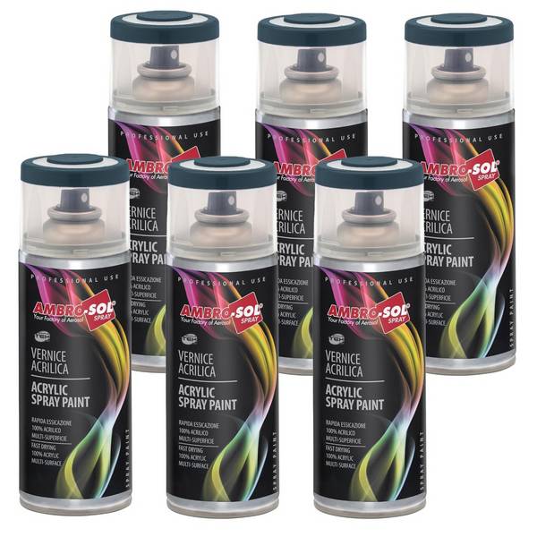6x Bomboletta Vernice Spray Brillante Grigio Antracite Interni Esterni