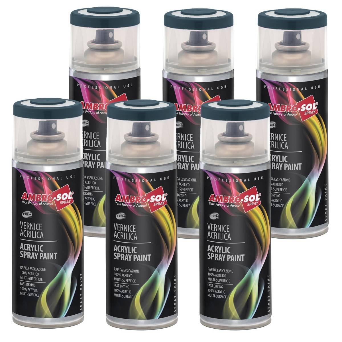 6x Bomboletta Vernice Spray Brillante Grigio Antracite Interni Esterni-0